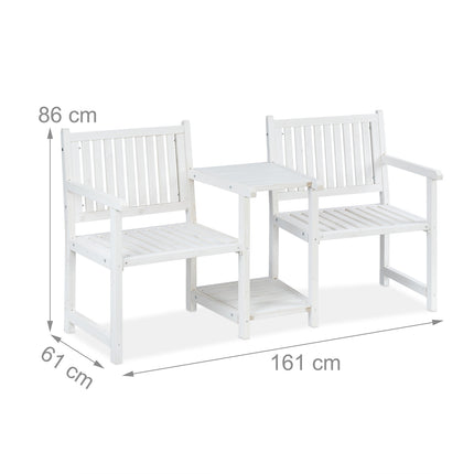 Banc de jardin blanc avec table
