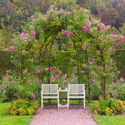 Banc de jardin blanc avec table