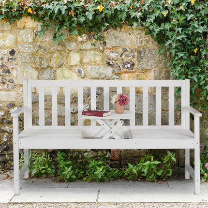 Banc de jardin blanc avec table