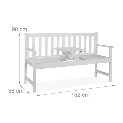 Banc de jardin blanc avec table