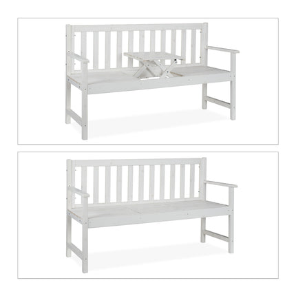 Banc de jardin blanc avec table