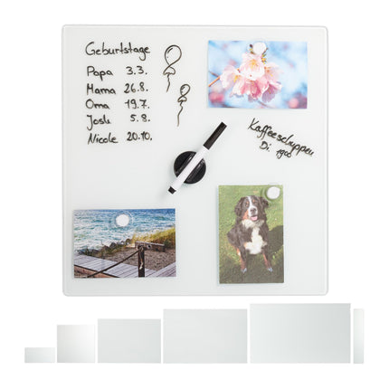 Magnettafel aus weißem Glas