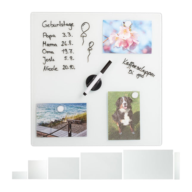 Magnettafel aus weißem Glas