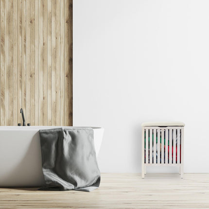 Panier à linge blanc avec siège