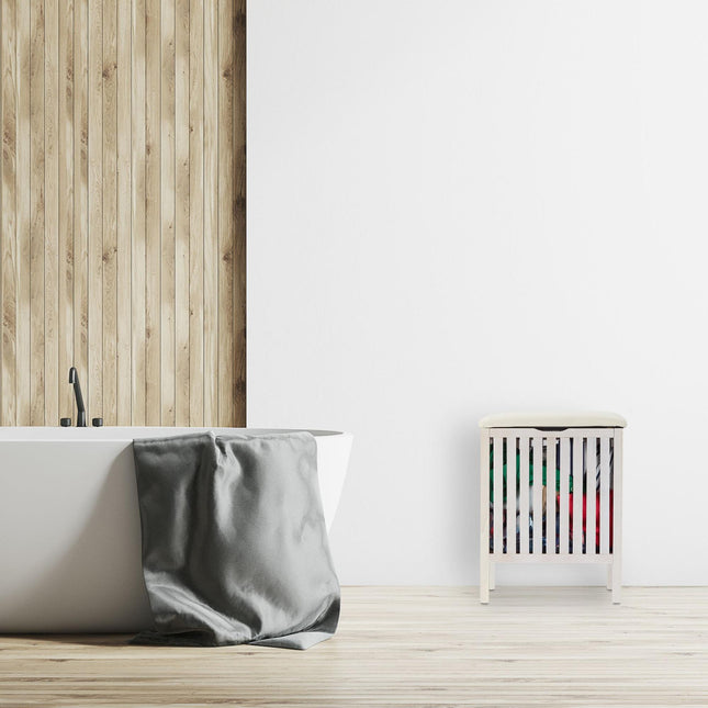 Panier à linge blanc avec siège