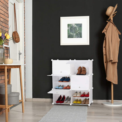 Weißer Schuhschrank mit 12 Fächern