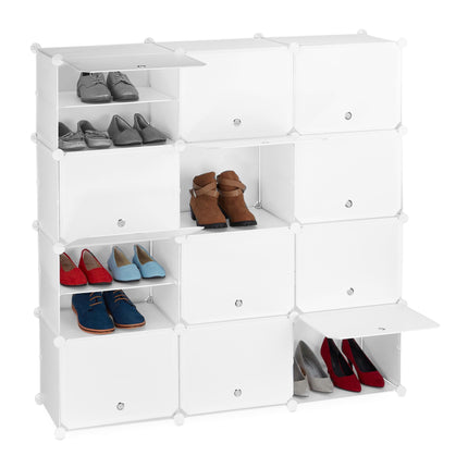 Weißer Schuhschrank mit 24 Fächern