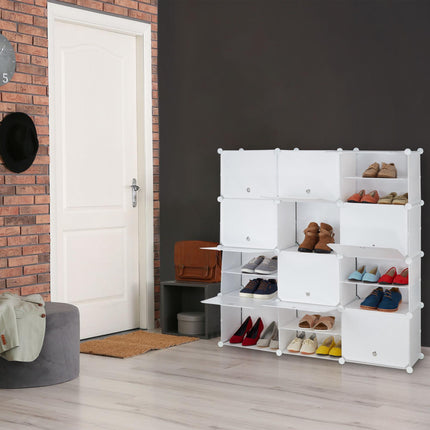 Weißer Schuhschrank mit 24 Fächern