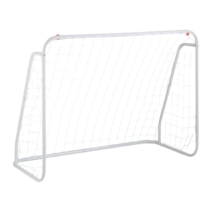Weißes Fußballtor mit Stahlrahmen