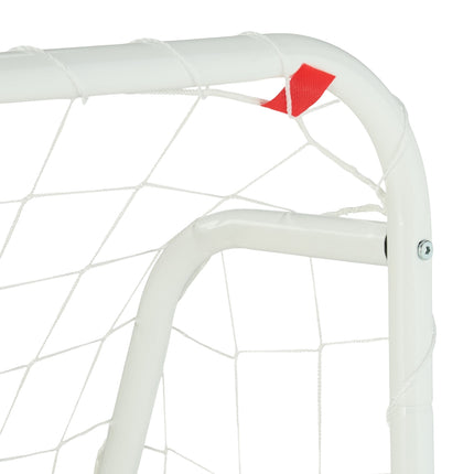 Weißes Fußballtor mit Stahlrahmen