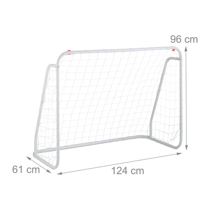 Weißes Fußballtor mit Stahlrahmen