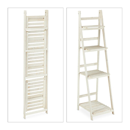 Weiße Treppe mit Holzblumen
