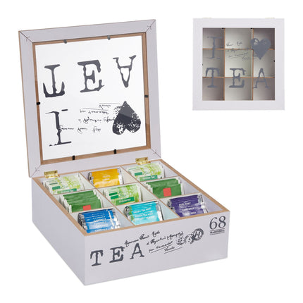 Weiße Teebox mit 9 Fächern