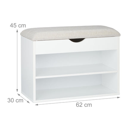 Weiß gepolsterte Schuhbank