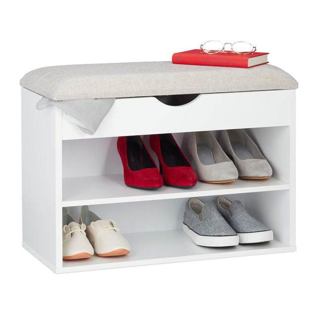 Weiß gepolsterte Schuhbank