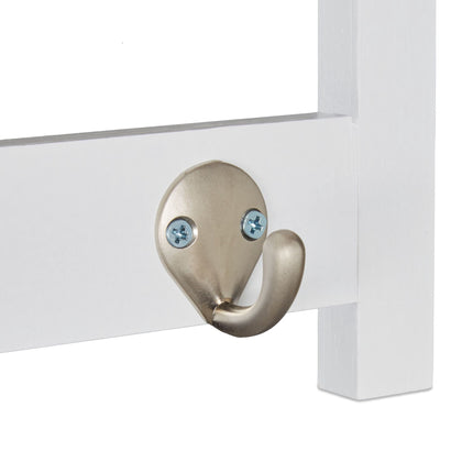 White wall coat hanger with shelf