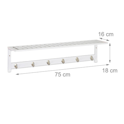 White wall coat hanger with shelf