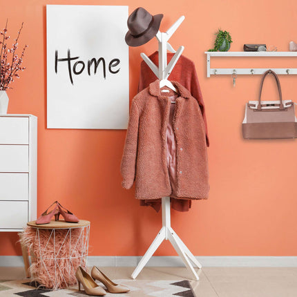 White wall coat hanger with shelf
