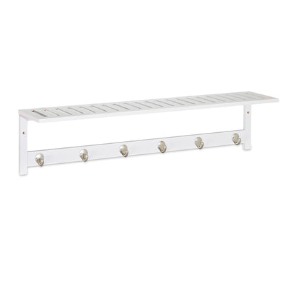 White wall coat hanger with shelf