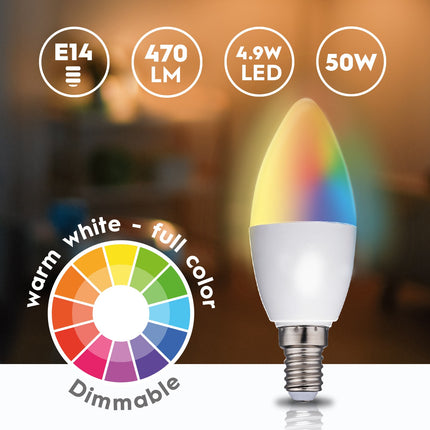 Ampoule LED WiFi intelligente E14 RGBW 4,9 W 470 lm