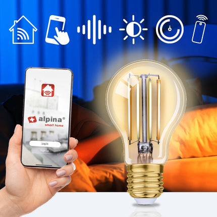 Ampoule LED WiFi Smart E27 à filament blanc chaud 5,5 W 470 lm