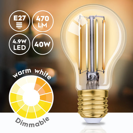 Ampoule LED WiFi Smart E27 à filament blanc chaud 5,5 W 470 lm