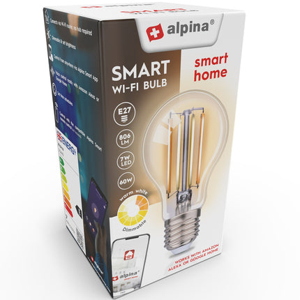 Ampoule LED WiFi Smart E27 Filament Blanc chaud 7 W 806 lm