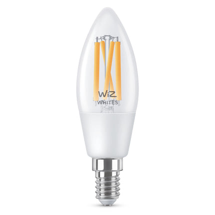 WiFi chytrá LED žárovka E14 svíčka 40W Filament, teplá-studená bílá