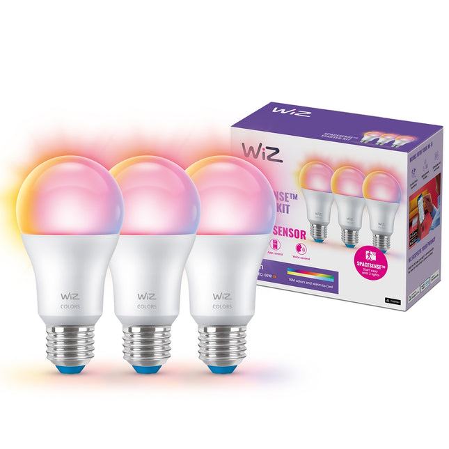 WiFi chytrá LED žárovka E27 60W, barevná + teplá-studená bílá, sada 3 ks