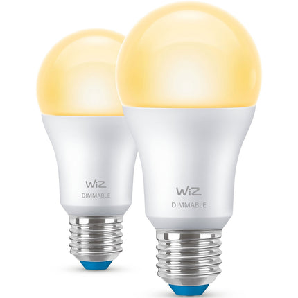 Ampoule LED connectée WiFi E27, 60 W, 806 lm, intensité variable, blanc chaud, lot de 2