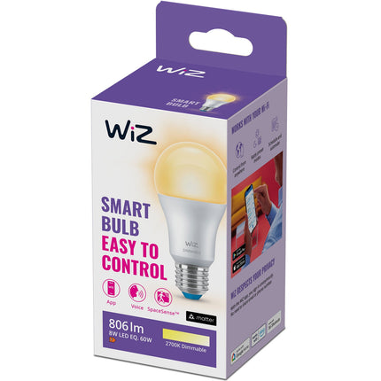 Ampoule LED connectée WiFi E27 normale 60 W 806 lm, intensité variable, blanc chaud