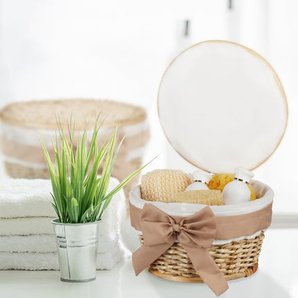 Wicker Bathroom Basket Set with Lids, 2 Pieces