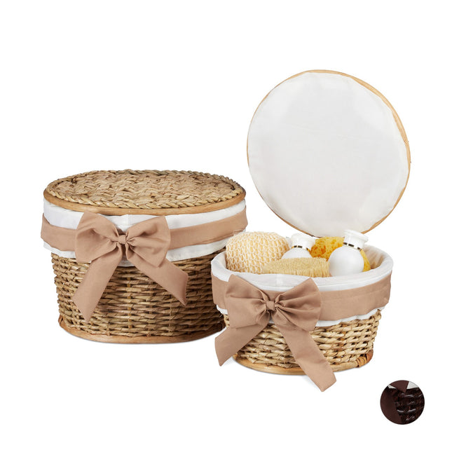Wicker-Badezimmerkorb-Set mit Deckeln, 2-teilig