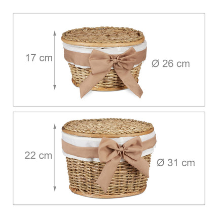 Wicker Bathroom Basket Set with Lids, 2 Pieces