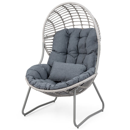 Wicker Egg Chair With Removable Cushions, Metal Frame