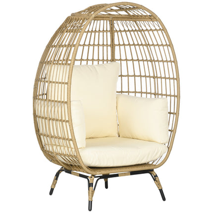 Rattansessel mit Kissen - Metall Khaki, 105x97x150 cm