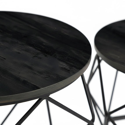 Beistelltisch-Set aus Korbgeflecht, abnehmbare Tablettplatten, 2er-Pack