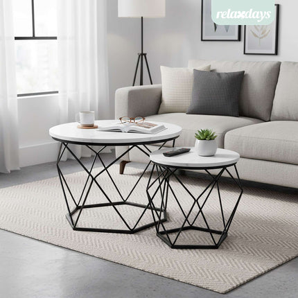 Beistelltische aus Korbgeflecht, Set, abnehmbare Tablettplatten, 2-teilig