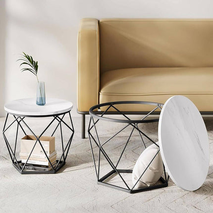 Beistelltische aus Korbgeflecht, Set, abnehmbare Tablettplatten, 2-teilig