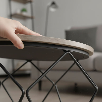Beistelltische aus Korbgeflecht, abnehmbare Tablettplatten, 2er-Set