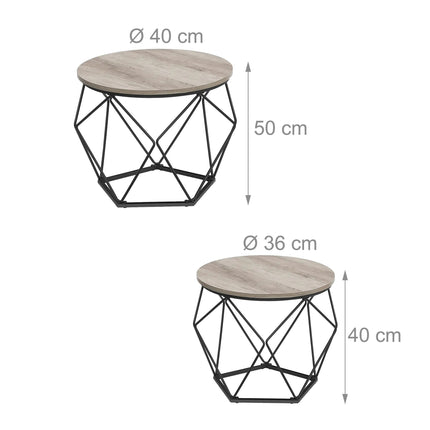 Beistelltische aus Korbgeflecht, abnehmbare Tablettplatten, 2er-Set