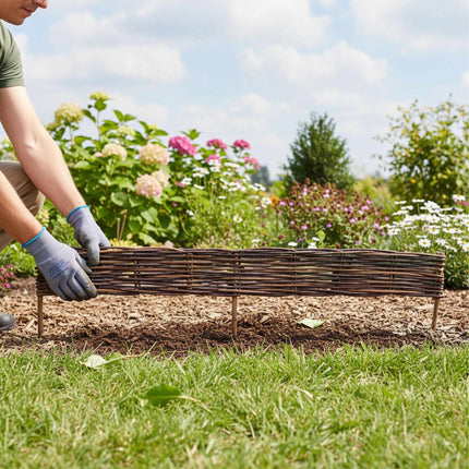 Wicker Willow Garden Bed Edging – Flexible Border Set