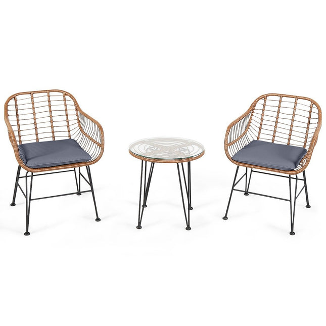 Korbmöbel-Set 3-teilig modernes Bistro-Set für die Terrasse