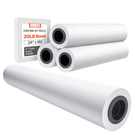 Wide Format Plotter Paper 24 in x 150 ft, 4 Rolls