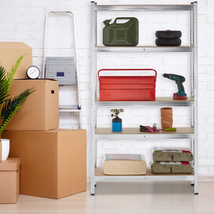 Wide, sturdy shelves with 5 levels