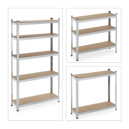 Wide, sturdy shelves with 5 levels
