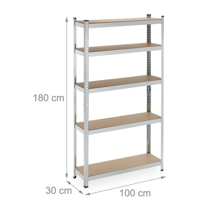 Wide, sturdy shelves with 5 levels