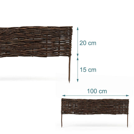 Weidenzaun Gartenumrandung – Flexible Flechtumrandung, mit Erdspießen