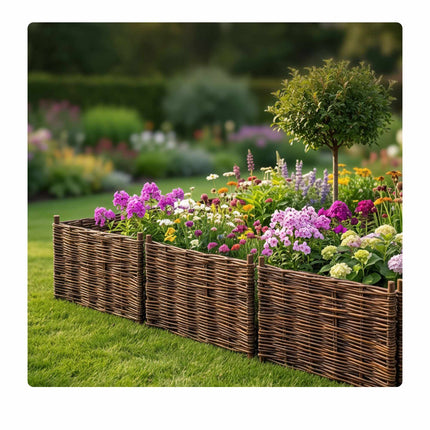 Gartenzaun aus Weidengeflecht, flexible Beeteinfassung zum Stecken
