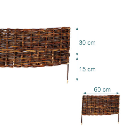 Gartenzaun aus Weidengeflecht, flexible Beeteinfassung zum Stecken
